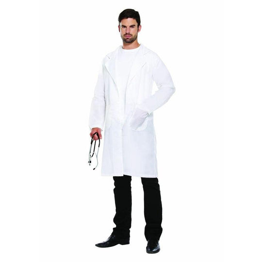 Adult White Doctors Surgeon Lab Coat Scientist Unisex Fancy Dress Costume Outfit