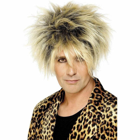Adult Wild Boy Wig 80s Pop Star Rod Stewart Mens Fancy Dress Accessory