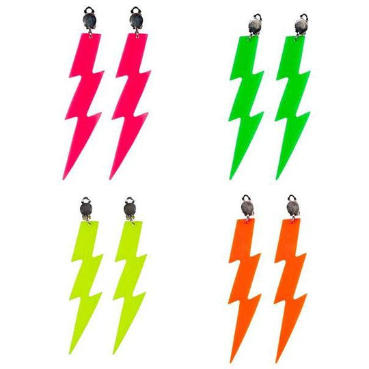 Adult Women's 1980's Lightning Bolt Party Earrings Fancy Dress Costume Accessory