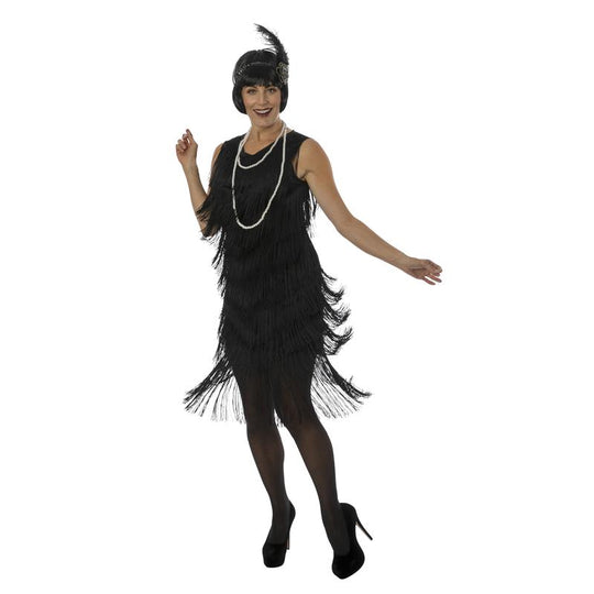 Adult Women's 20s 30s Black Fabulous Flapper Fancy Dress Costume Party Outfit