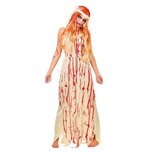 Adult Women's Bloody Bride Prom Girl Zombie Fancy Dress Costume - Small