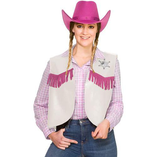 Adult Women's Cowboy Sheriff Waistcoat Fancy Dress Accessory - One Size