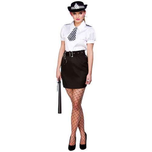 Adult Women's Cutie Police Constable Fancy Dress Costume & Hat