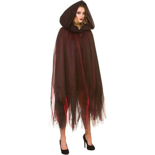 Adult Women's Deluxe Layered Cape Fancy Dress Accessory - Deep Red - One Size
