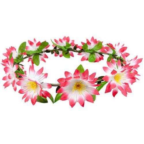 Adult Women's Flower Headband Fancy Dress Accessory - Pink