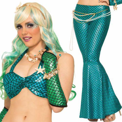 Adult Women's Mermaid Bikini Top & Leggings Fancy Dress Costume