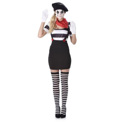 Adult Women's Mime Street Artist Fancy Dress Costume