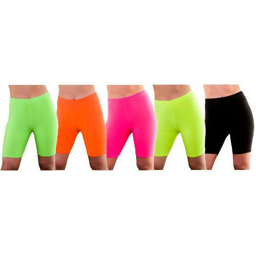 Adult Women's Neon Cycling Shorts Festival 80s Fancy Dress