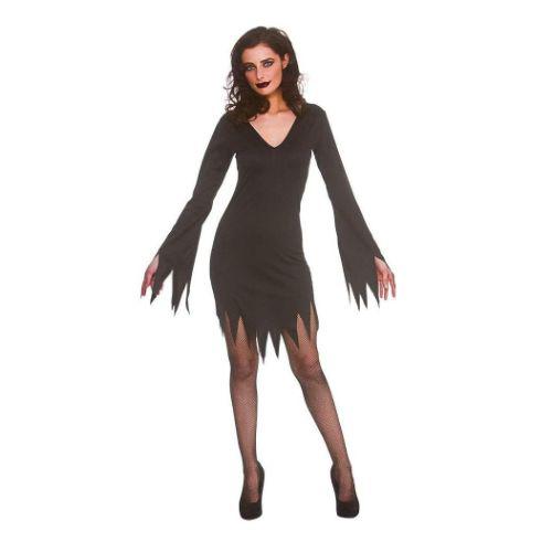 Adult Women's Short Black Gothic Dress Fancy Dress Costume