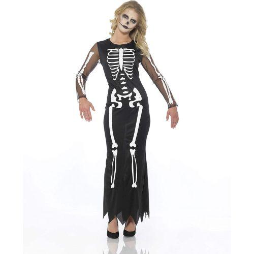 Adult Women's Skeleton Dress Halloween Fancy Dress Costume