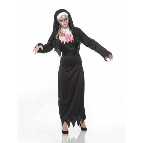 Adult Women's Zombie Nun Halloween Fancy Dress Costume