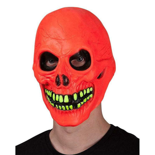 Adults Neon UV Skull Mask Fancy Dress Halloween