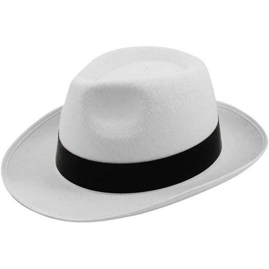 Al Capone Felt Gangster Hat Trilby Mob MICHAEL JACKSON STYLE (WHITE)