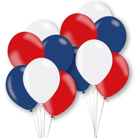 Amscan Red, White & Blue 10" Latex Balloons - 12 Pack