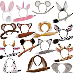 Animal Ears Headband & Tail Safari Fancy Dress Set