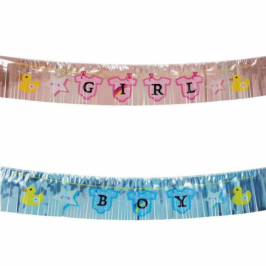 Baby Boy Girl 150cm Metallic Fringe Foil Banners Hanging Baby Shower Decoration