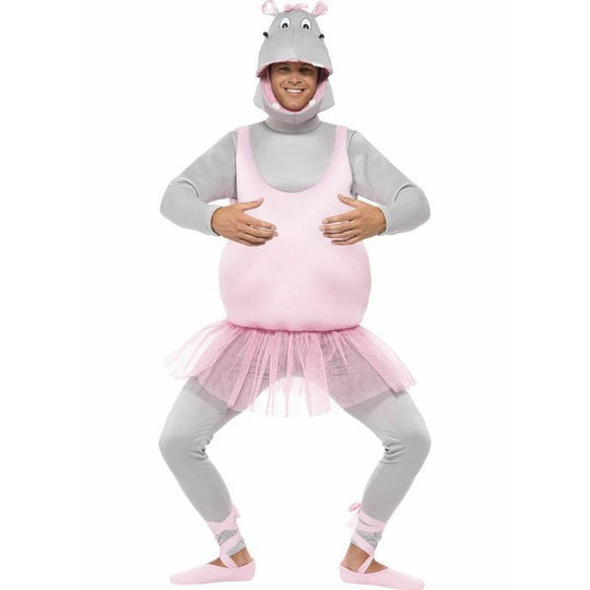 Ballerina Hippo Costume Mens Funny Stag Adult Fancy Dress Outfit Animal Mascot