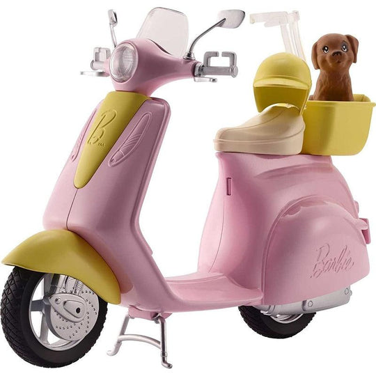 Barbie Moped Pink Scooter with Puppy & Helmet Playset