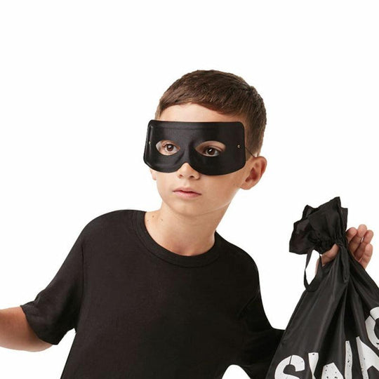 Black Domino Eye Mask Zorro Thief Burglar Robber Fancy Dress Costume Accessory