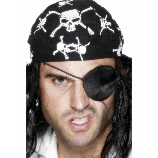 Black Satin Pirate Eyepatch Adult Child Fancy Dress Costume Accessory