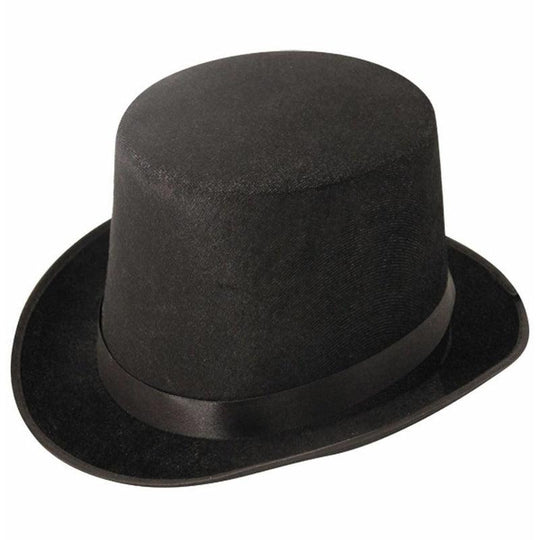 Black Velour Felt Top Hat Unisex Victorian Adult Fancy Dress Accessory
