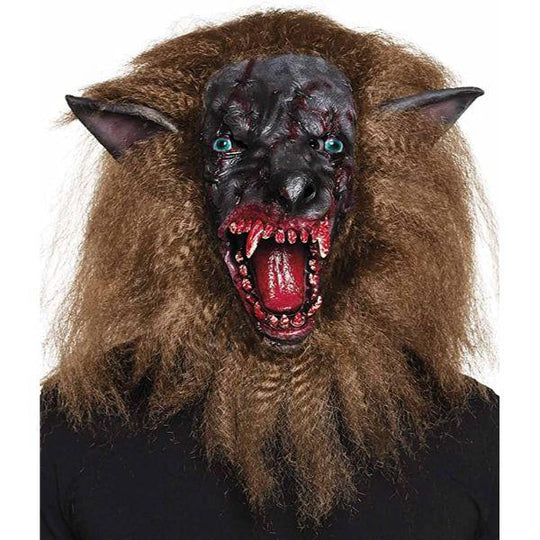 Boland Bloody Werewolf with Hair Latex Mask Adult Unisex Fancy Dress Accessory