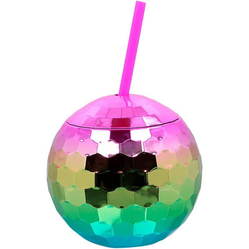 Boland Rainbow Disco Ball Cup with Straw Party Accessory The Online