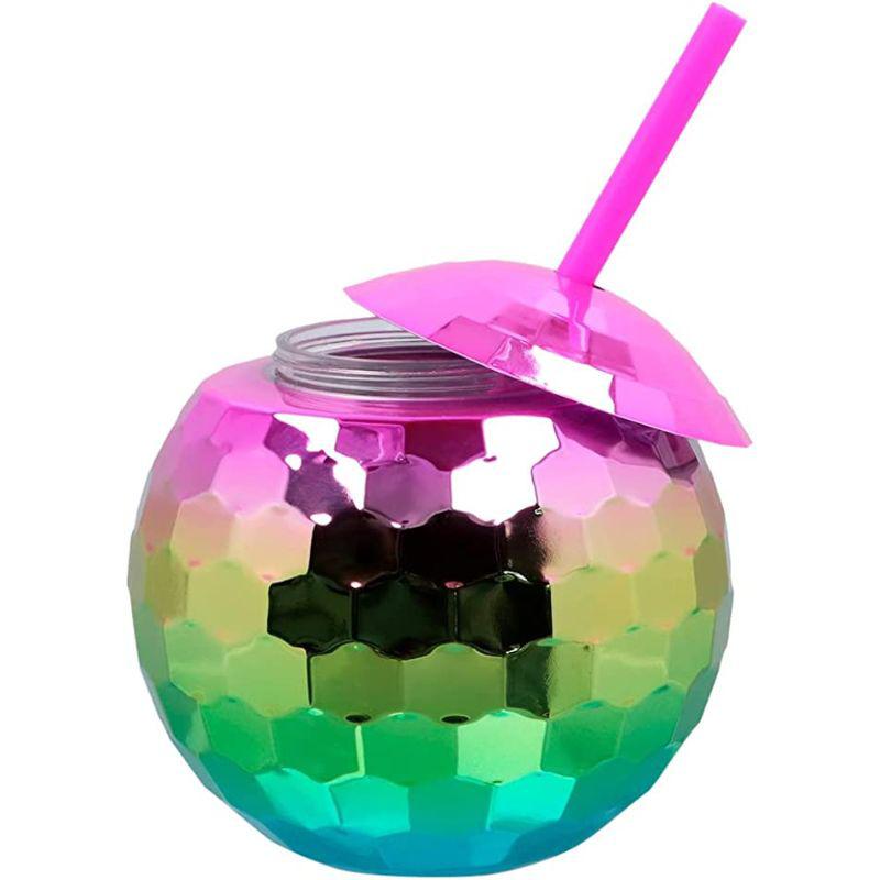 Boland Rainbow Disco Ball Cup with Straw Party Accessory The Online