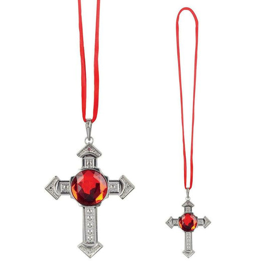 Boland Ruby Cross Necklace Fancy Dress Accessory