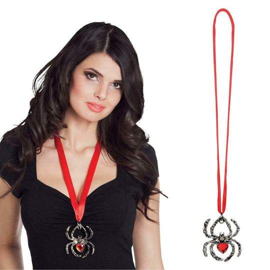 Boland Ruby Spider Necklace Halloween Fancy Dress