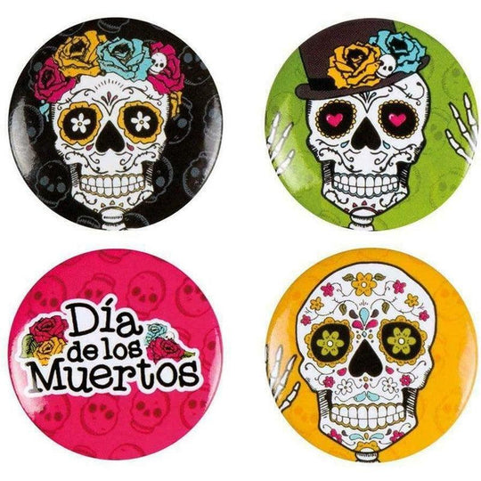 Boland Set of 4 Badges Day of the Dead (3 cm)