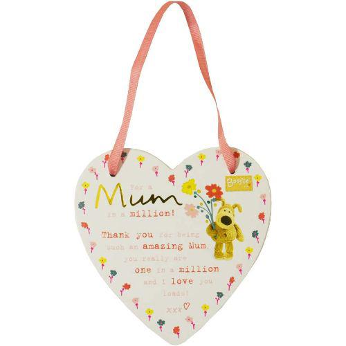 Boofle Heart 'Mum' Plaque Wall Hanging Wooden Decoration Meaningful Gift Idea