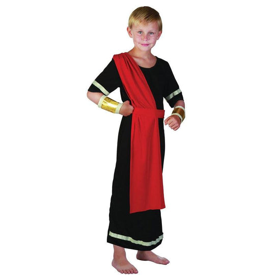Boys Black Caesar Roman Emporer Greek Toga Book Week Kids Fancy Dress Costume