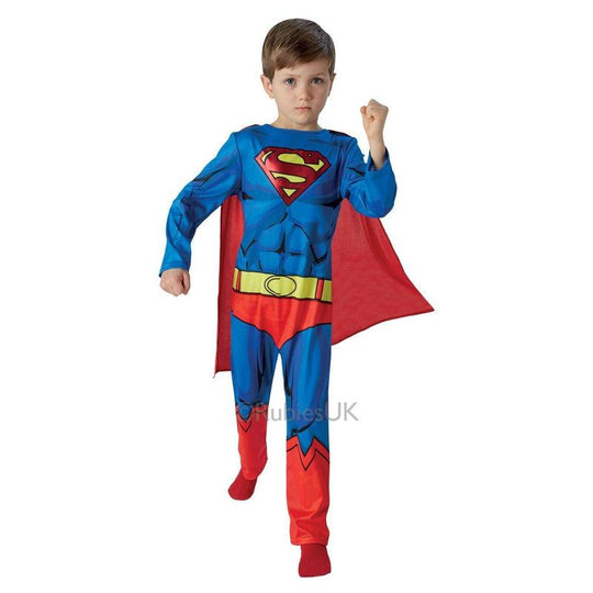 Boys Classic Comic Book Superman Superhero Fancy Dress Costume Child Outfit