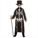 Boys Day Of The Dead Skeleton Costume Halloween Child Fancy Dress Outfit