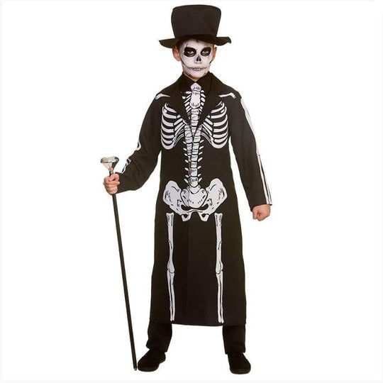 Boys Day Of The Dead Skeleton Costume Halloween Child Fancy Dress Outfit