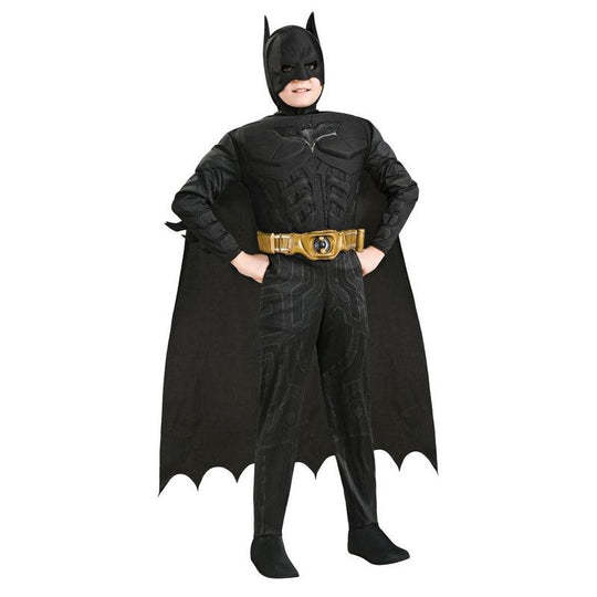 Boys Deluxe Batman Costume Dark Knight Muscle Chest Fancy Dress Child Outfit