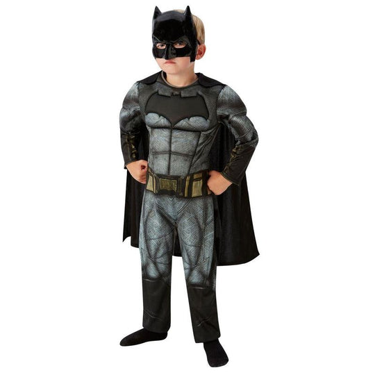 Boys Deluxe Batman Costume Superhero Justice League Halloween Fancy Dress Outfit