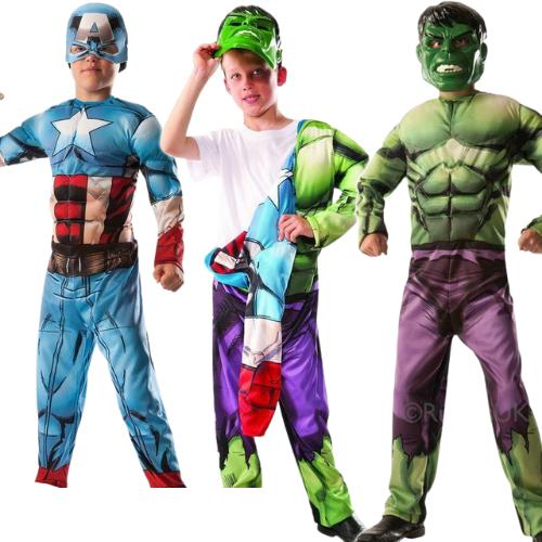 Boys Deluxe Reversible Muscle Chest Captain America To Hulk Fancy Dress Costume