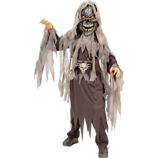 Boys Evil Eye Skull Costume Light Up Halloween Fancy Dress Ghost Horror Outfit