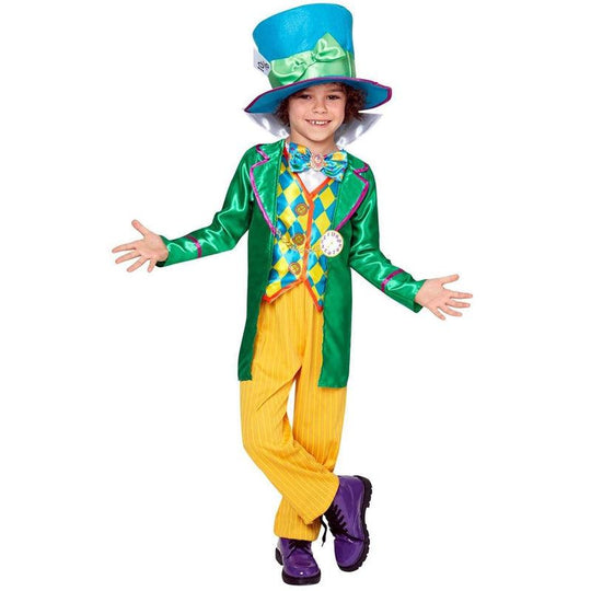 Boys Mad Hatter Fancy Dress Costume Book Day Child Alice in Wonderland Outfit