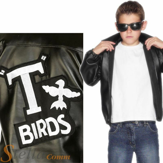 Boys Official Grease T-Birds T Bird 50s Jacket Fancy Dress Costume Danny Outfit