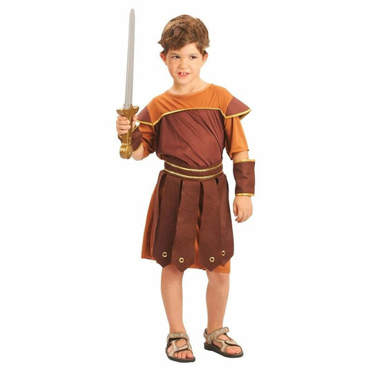 Boys Roman Soldier Costume Warrior Tunic Fancy Dress Outfit