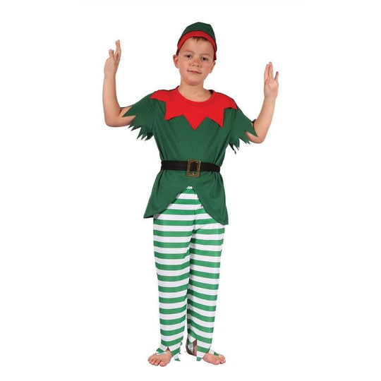 Boys Santas Helper Costume Father Christmas Elf Xmas Child Fancy Dress Outfit