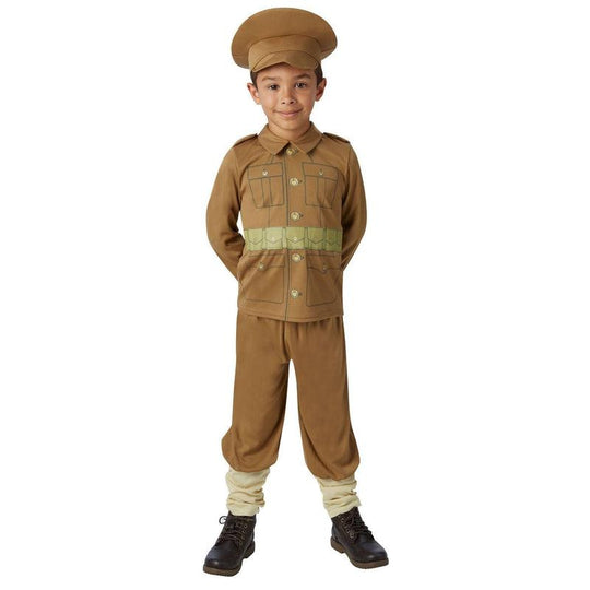 Boys WW1 Soldier Costume World War Historical Army Fancy Dress Outfit