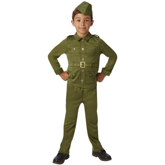 Boys World War Soldier Costume 30s 40s WW2 Military Fancy Dress Child Outfit