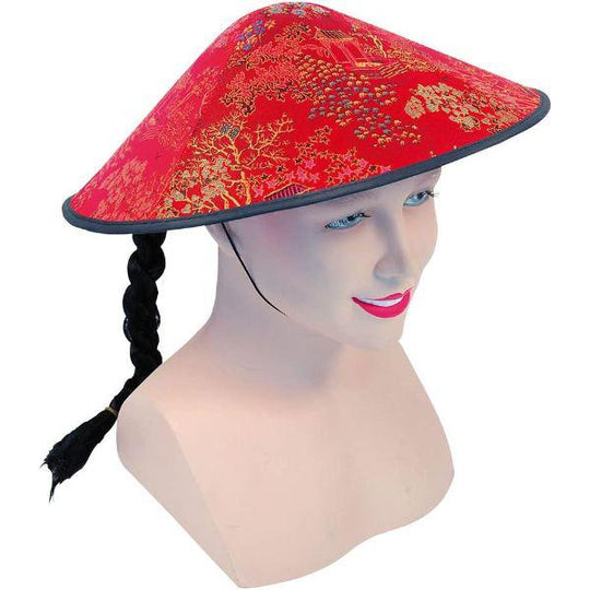 Bristol Novelty Chinese Collie Hat with Plait Adult Fancy Dress Costume Accessory