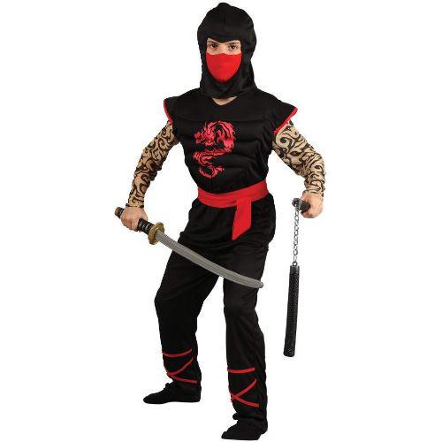 Child Boy's Muscle Chest Ninja Warrior Fancy Dress Costume