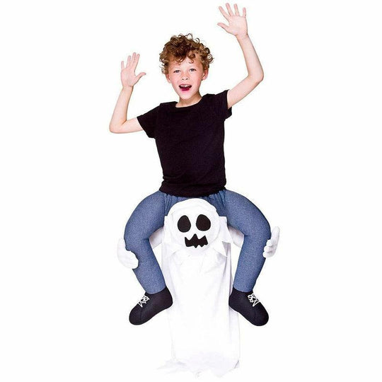 Child Carry Me Ghost Mascot Fancy Dress Costume Halloween Boys Girls Outfit
