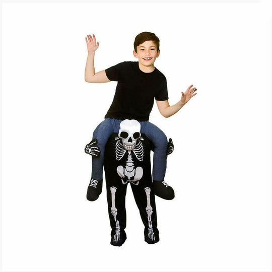 Child Carry Me Skeleton Mascot Fancy Dress Costume Halloween Kids Boys Girls